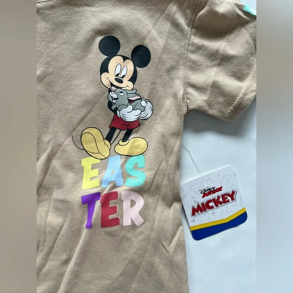 New MICKEY MOUSE KIDS TODDLERS EASTER SHIRT AND SHORT SET SUMMER Egg Minnie